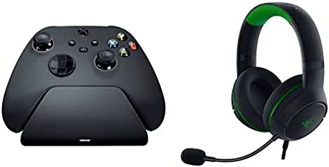 Razer Universal Quick Charging Stand   Kaira X Wired Headset Bundle for Xbox Series X|S, Xbox One: Perfectly Matches Xbox Wireless Controllers - Black (Controller Sold Separately)