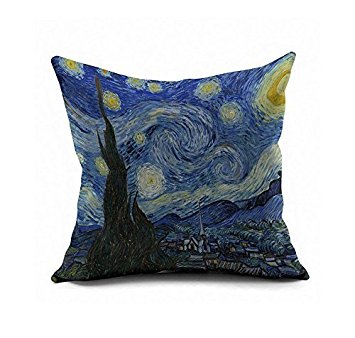 AS Van gogh "The Starry Night" Cotton & Linen Cushion cover/pillowcase - Double-sided color printing 18x18 Inch, this timeless master piece will be sure to add style and panache to any homes decor!