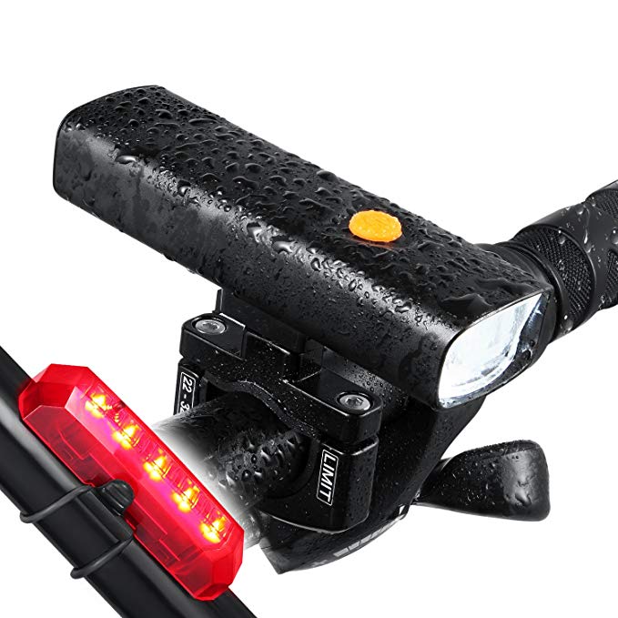 Night Eyes Ultra Bright 800Lumen LED Bicycle Headlight &Flashlight with Aluminum Mount Holder -t Fit All Bike -Free USB Bike Taillight Bonus-Easy Install No Need Tool