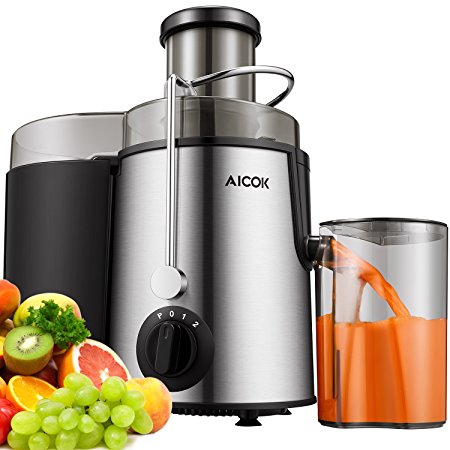 Aicok Juicer Juice Extractor Whole Fruit Juicer High Speed for Fruit and Vegetable Dual Speed Setting Centrifugal Fruit Machine Powerful 400 Watt with Juice Jug and Cleaning Brush, BPA Free