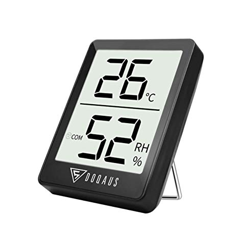 DOQAUS Room Thermometer, [Mini Style] Humidity Meter, Hygrometer Thermometer and Humidity Monitor with LCD Display and Face Icons, Monitor Temperature and Humidity for Home Office Nursery Comfort