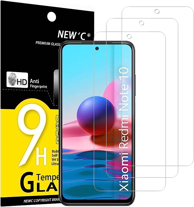 NEW'C 3 Pezzi, Vetro Temperato per Xiaomi Redmi Note 10, Note 10 5G, Xiaomi POCO M5s Pellicola Prottetiva Anti Graffio, Anti-Impronte, Durezza 9H, 0,33mm Ultra Trasparente, Ultra Resistente