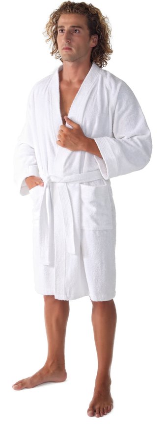 Arus Men's Short Kimono Lightweight Bathrobe Turkish Cotton Terry Cloth Robe