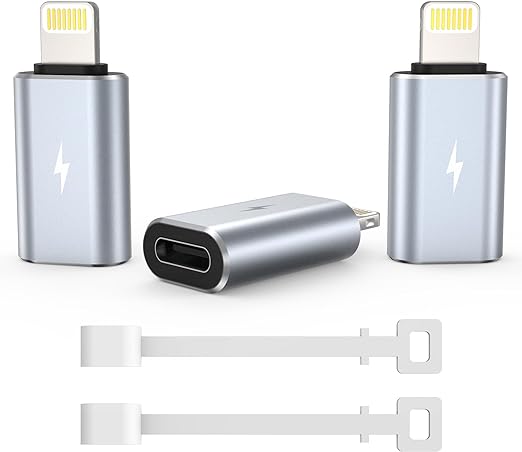 TechMatte USB C to Lightning Adapter, [3 Pack] 1.8-2.2A 13W Fast Charging Support Data Sync, Compatible with iPhone iPad iPod AirPods, Not Support Headphones/OTG Android Devices, with Anti-Lost Holder