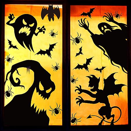 Hidreas Large Halloween Window Clings Stickers, Halloween Window Decorations Halloween Window Silhouette for Windows Glass Walls