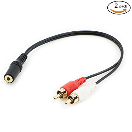 Pasow 2 Pack 3.5mm Stereo Female to 2RCA Male RCA Audio Y Cable