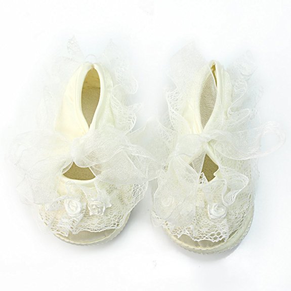 Princess Non-Slip Newborn Baby Toddler Girl Beautiful Lace Shoes 0-3 Month - White