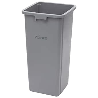 Winco PTCS-23G Square Trash Can, 23 Gallon, Gray