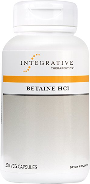 Integrative Therapeutics - Betaine HCl - Support for Healthy Stomach Acidity, Gastric Function, and Protein Digestion - 250 Capsules