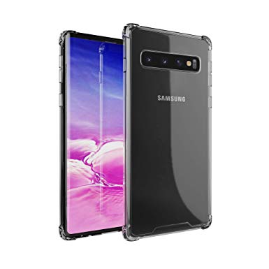 amCase Samsung Galaxy S10 Case, Hybrid Shock Absorbing TPU Frame & Rigid Back Plate Case for Galaxy S10 (2019) - Clear