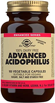 Solgar Advanced Acidophilus Vegetable Capsules, Brown, Pack of 100