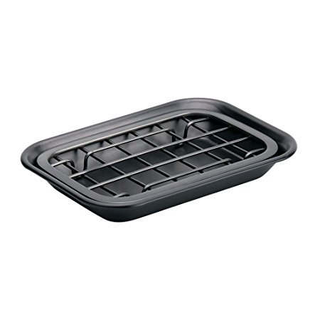 InterDesign Gia Stainless Steel Kitchen Sink Drainage Tray for Sponges, Scrubbers, Soap Dish-2 Piece, Brushed Black Nickel