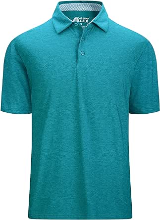 Alex Vando Mens Golf Shirt Moisture Wicking Quick-dry Short Sleeve Casual Polo Shirts for Men