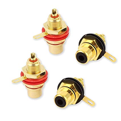VONOTO 4Pack RCA Female Socket Connector Chassis Panel Mount Adapter for Amplifier Audio Terminal RCA Plug