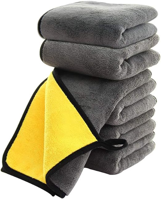 Ultrasoft, Large, Thick and Quick Drying Car Microfiber Cleaning Towel 800GSM Polishing Waxing Auto Detailing Towel Cloth (6 Pack 16 x 16inches)