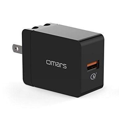 Quick Charge 3.0 18W USB Wall Charger, Omars Portable Travel Phone Charger Plug Fast AC Power Adapter Qualcomm QC 3.0 for Samsung S7/S6/Note, iPhone X/8/7, HTC, LG, iPad and More (Qualcomm Certified)