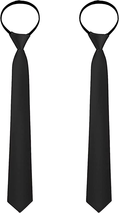 SATINIOR 2 Pieces Zipper Ties for Boys Skinny Tie Kid Pre-tied Neckties Adjustable Neck Strap Tie for Boy