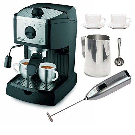 DeLonghi EC155 15 BAR Pump Espresso and Cappuccino Maker Bundle