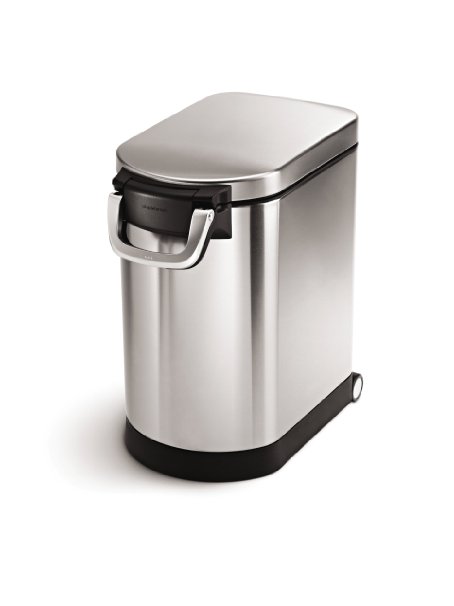 simplehuman Medium Pet Food Storage Can, Brushed Stainless Steel, 25 L, 27 lb/ 12.2 kg