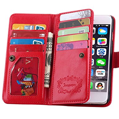 iPhone 6 Plus Case,Joopapa Luxury Fashion Pu Leather Magnet Wallet Credit Card Holder Flip Case Cover with Built-in 9 Card Slots for iPhone 6 Plus 5.5" Inch