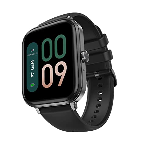 Crossbeats Ignite Grande BT calling smartwatch with single chipset UniSync™, 1.75” 320×385 pixels AMOLED display, Emotions tracking, 200 watch faces, Voice Assistance, SPO2 & Heart Rate Monitoring-Black