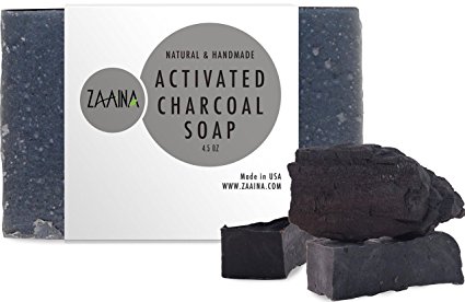 ACTIVATED CHARCOAL SOAP 4.5 OZ | Detoxyfying Soap Bar | 100% Natural and Handmade | Face Soap | Body Soap | Soap for Men Women Teen | Theraputic Grade Essential Oil Soap | Black Soap Bar | Beuaty Soap
