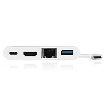 USB Type C (usb-c) Multiport Hub Adapter to HDMI 4K UHD / Ethernet (RJ45) / USB 3.0 / Type-C (usb c)  BONUS: Cable USB Type-C to USB 3.0 SuperSpeed (1m) by miaim
