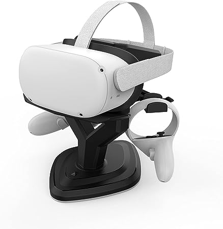 AMVR VR Stand Accessories Compatible with Meta Quest 2,Quest,Rift or Rift S VR Headset and Touch Controllers,with More Stable and Heavy Base (Black)