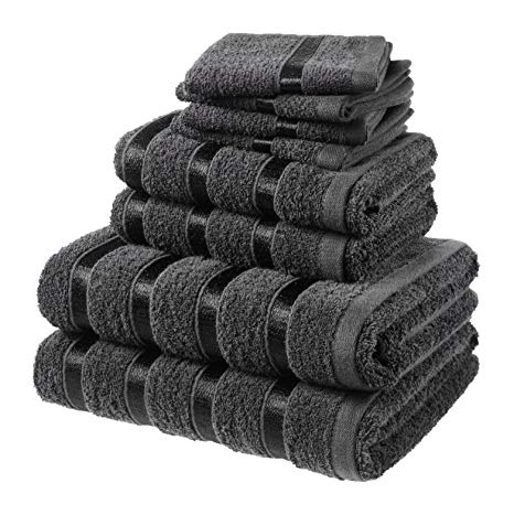 Laura Secret Bale Towel Set, Cotton, Black, Pack of 8