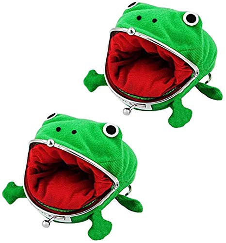 Poluka 2 Pcs Frog Coin Wallets Frog Coin Purse Headset Bag Cartoon Animal Wallet Coin Bag Coin Pouch Key Credit Card Holder Novelty Toy School Prize Gifts Christmas Gift