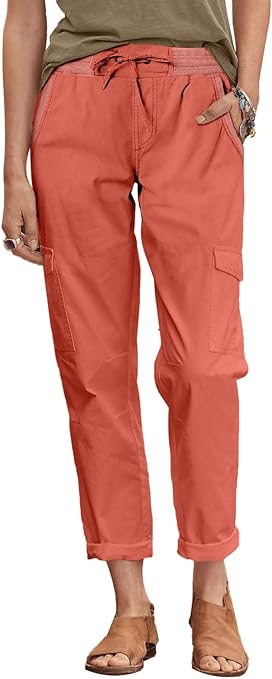 Dokotoo Womens Cargo Pants Fit High Waist Casual 4 Pocketed 2023 Hiking Outdoor Pants S-XL