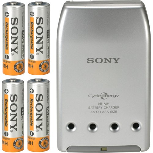 Sony Quick Battery Charger with 4 AA Ni-MH Rechargeable Batteries (Discontinued by Manufacturer)