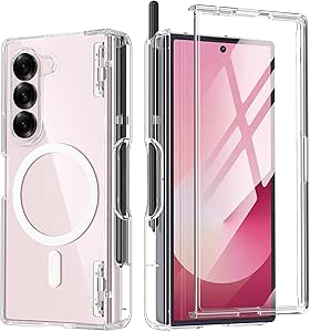 MOBOSI for Magnetic Z Fold 6 Case with S Pen Holder, Compatible with Magsafe, Full Body Built-in Hinge Protection & Front Screen Protector Translucent Slim Phone Case for Samsung Galaxy Z Fold6, Clear