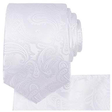 KissTies Mens Tie Set: Paisley Necktie   Pocket Square Hanky   Gift Box