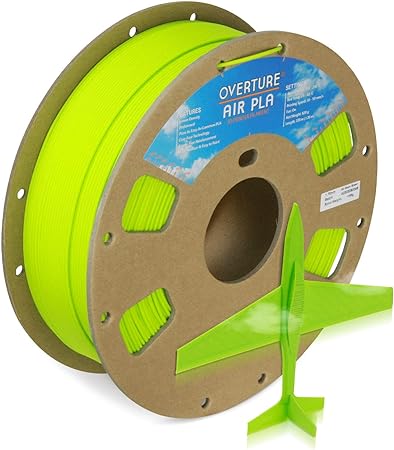 OVERTURE Air PLA Filament, Pre-Foamed PLA Low-Density, Lightweight PLA, Cardboard Spool, 0.8kg(1.76lbs), Dimensional Accuracy 99% +/- 0.03mm (Neon Green)