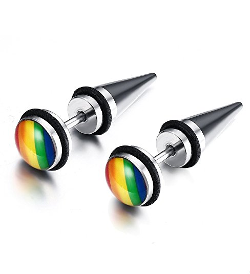 Stainless Steel Fashion Rainbow Ear Stud Earring for Gay & Lesbian Pride