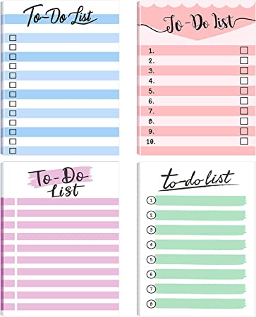 4 Pieces to Do List Notepad, 200 Sheets 3.9 x 5.9 Inch to Do List Planner Sticky Notes Small Planning Sticky Notes for Fridge, Grocery List, Shopping List, Reminders, 4 Designs (Classic Style)