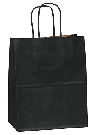 8"x4.75"x10" - 25 Pcs - Black Kraft Paper Bags, Shopping, Mechandise, Party, Gift Bags