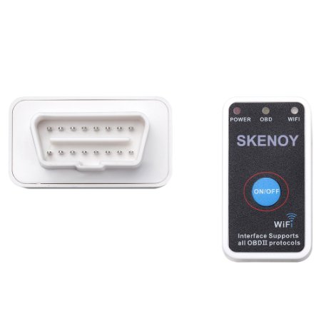 SKENOY Mini Car Code Reader OBD 2 OBD2 OBDII Check Engine Scan Tool Car Diagnostic Tool Scanner Tool With Power Switch for iOS Apple and Android (Wifi OBD Adapter for iOS and Android White)