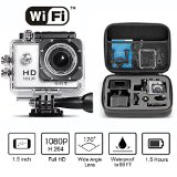 Neewer 1080P H264 WIFI Sports Camera with 15Inch LCD Display 170 Wide AngleFull HD Lens 30M Waterproof Action CameraSilver 8772621516566cm Shockproof Case  Accessorie Kit