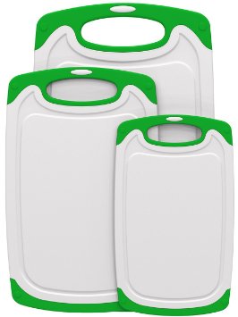 Spring Kitchen  3-Piece Dishwasher Safe Cutting and Chopping Board Set. Non-Slip Surface With Juice Groove(Green).