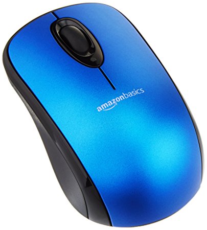 AmazonBasics Wireless Mouse with Nano Receiver - Blue