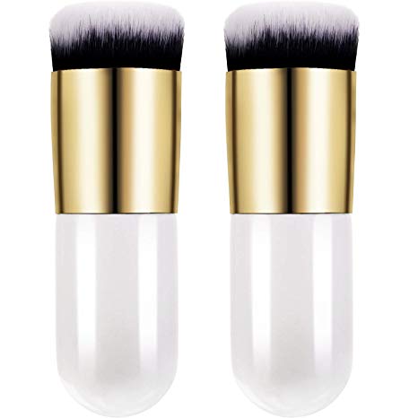 Boao 2 Pieces Foundation Brush Flat Cream Makeup Brushes Cosmetic Make-up Brush (white)