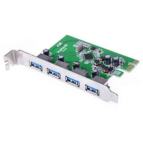 Inateck 4 Ports PCI-E to USB 3.0 Expansion Card Interface USB 3.0 4-Port Express Card Desktop for Windows XP/7/8/10, Mini PCI-E USB 3.0 Hub Controller Adapter, No Additional Power Connection Needed