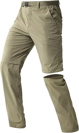 FREE SOLDIER Men's Outdoor Convertible Hiking Pants with Belt Lightweight Quick Dry Tactical Cargo Pants Nylon Spandex