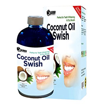 Lauren Naturals Oil Pulling Coconut Oil And Bad Breath Remedy: Excellent For Teeth Whitening, Dry Mouth, & Oral Detox - Removes Tea & Coffee Stains On Teeth 8 Oz