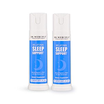 Dr Mercola Melatonin Sleep Support Spray - 2 Bottles - 25mL - Natural Sleep Aid for Deep, Restful Sleep - Plus Sleep-Supporting Nutrients - Natural Raspberry Flavor