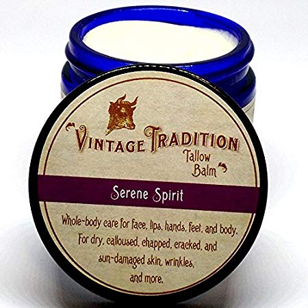 Vintage Tradition Serene Spirit Tallow Balm, 100% Grass-Fed, 2 Fl Oz"The Whole Food of Skin Care"