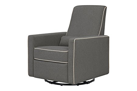 DaVinci Piper Recliner and Swivel Glider, Dark Grey with Cream Piping