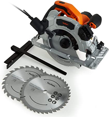 VonHaus Circular Saw 1500W with 2 Blades – Parallel Track Plunge/Jig/Straight Cutter – Speed Control – Laser Guide – MDF – Steel Body – 3m Long Power Cable